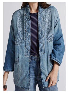 Current/Elliott Quilted Denim Kimono Jacket Coat - Size 2